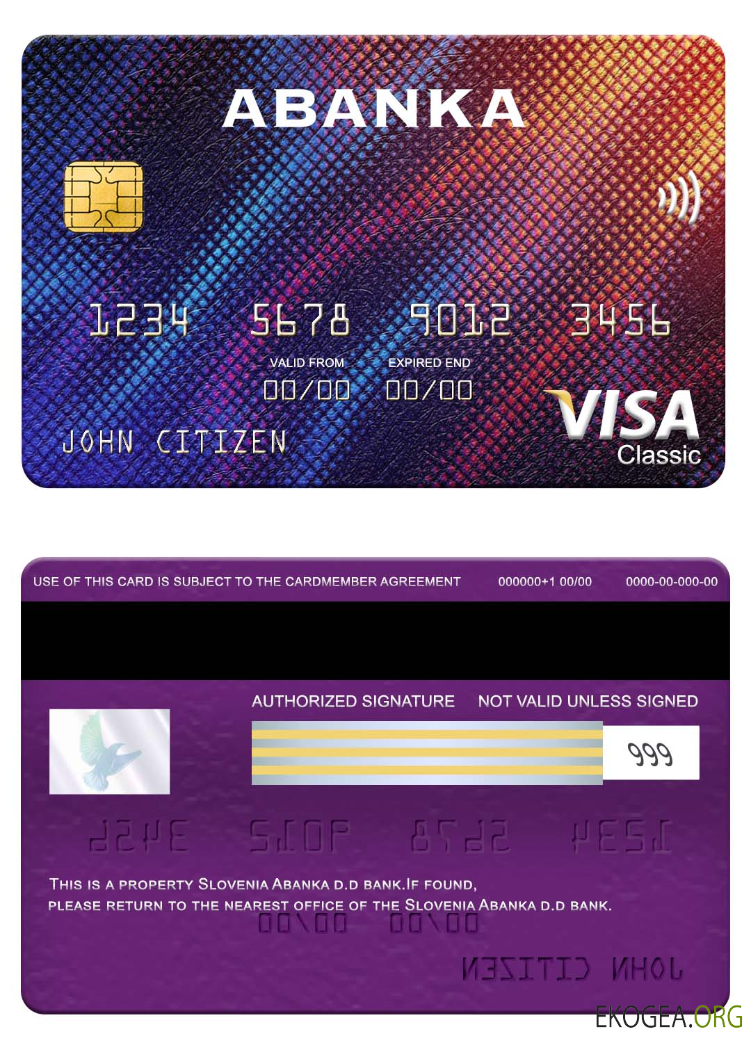 Slovénie Abanka d.d bank visa carte classique